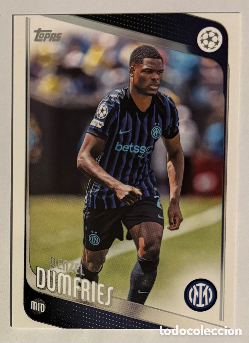 Cromos de f&uacute;tbol: DENZEL DUMFRIES (INTER MILAN). CARTA TOPPS UEFA COMPETITIONS 2025/26. #145.