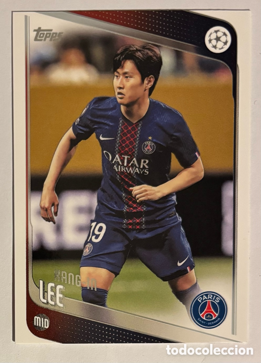Cromos de f&uacute;tbol: KANG-IN LEE (PSG). CARTA TOPPS UEFA COMPETITIONS 2025/26. #185.