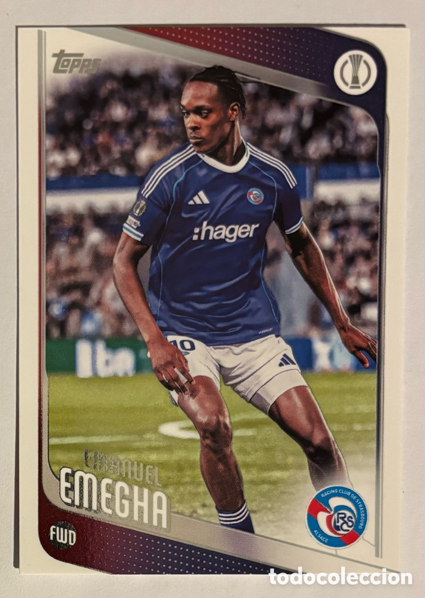 Cromos de f&uacute;tbol: EMANUEL EMEGHA (RC STRASBOURG). CARTA TOPPS UEFA COMPETITIONS 2025/26. #110.