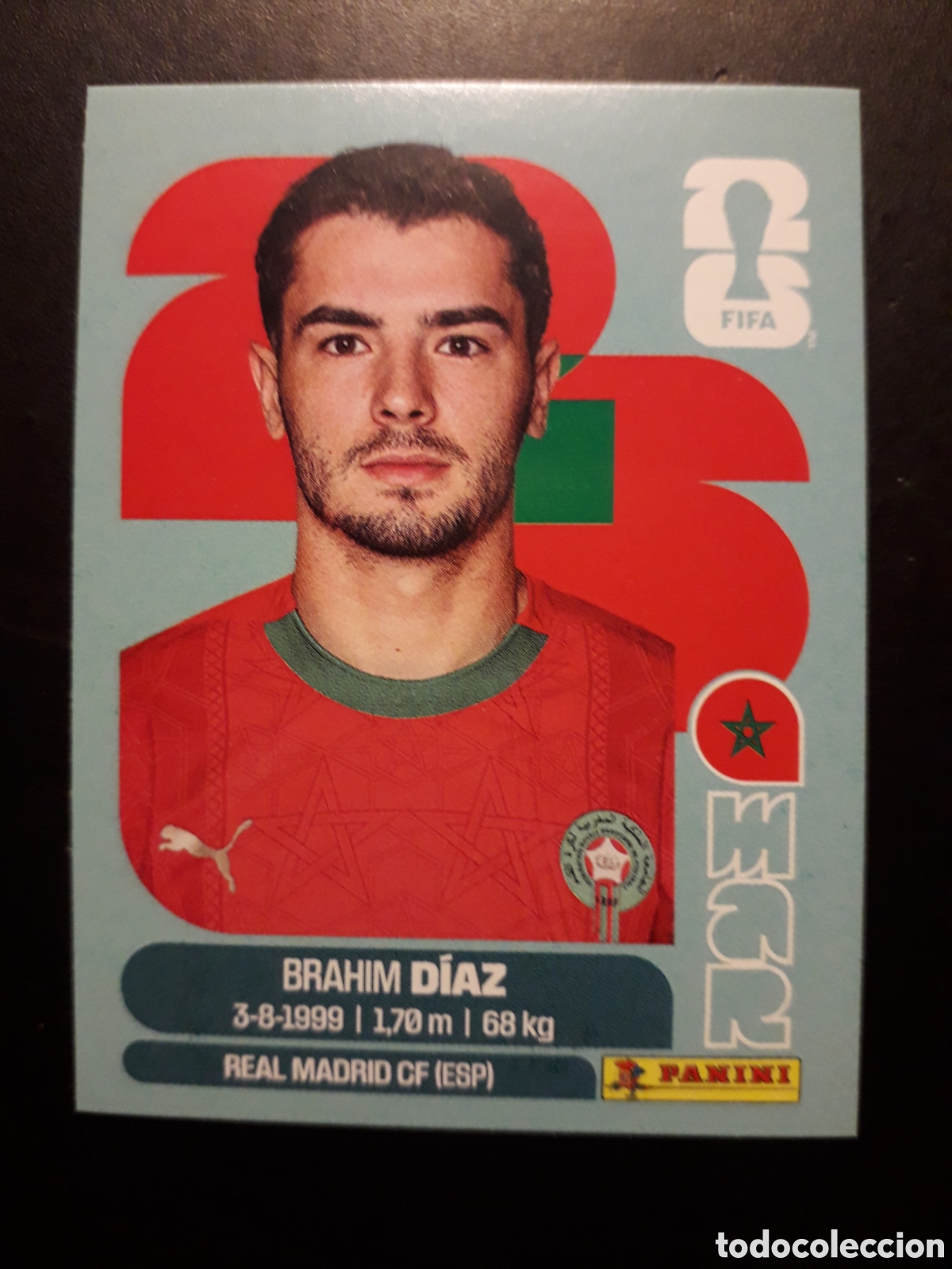 Cromos de f&uacute;tbol: BRAHIM D&Iacute;AZ MARRUECOS MAR 19 MUNDIAL F&Uacute;TBOL 2026 FIFA WORLD CUP PANINI SIN PEGAR PEDIDO M&Iacute;NIMO 3&euro;
