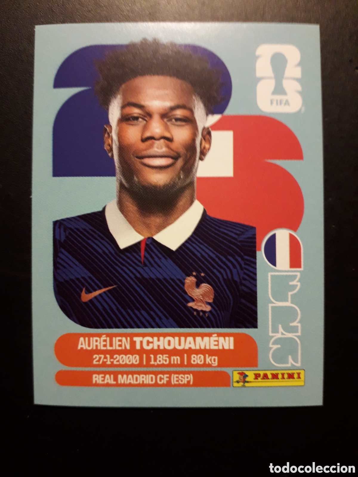 Fu&szlig;ball-Sticker: TCHOUAM&Eacute;NI FRANCIA FRA 9 MUNDIAL F&Uacute;TBOL 2026 FIFA WORLD CUP PANINI SIN PEGAR PEDIDO M&Iacute;NIMO 3&euro;.