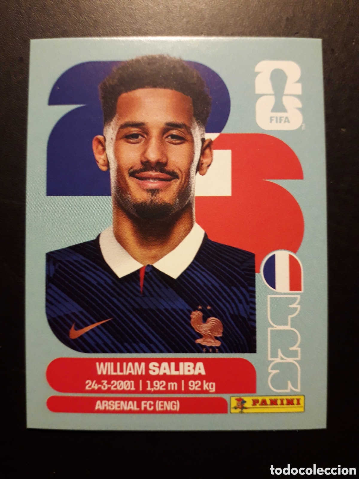Fu&szlig;ball-Sticker: SALIBA FRANCIA FRA 4 MUNDIAL F&Uacute;TBOL 2026 FIFA WORLD CUP PANINI SIN PEGAR PEDIDO M&Iacute;NIMO 3&euro;