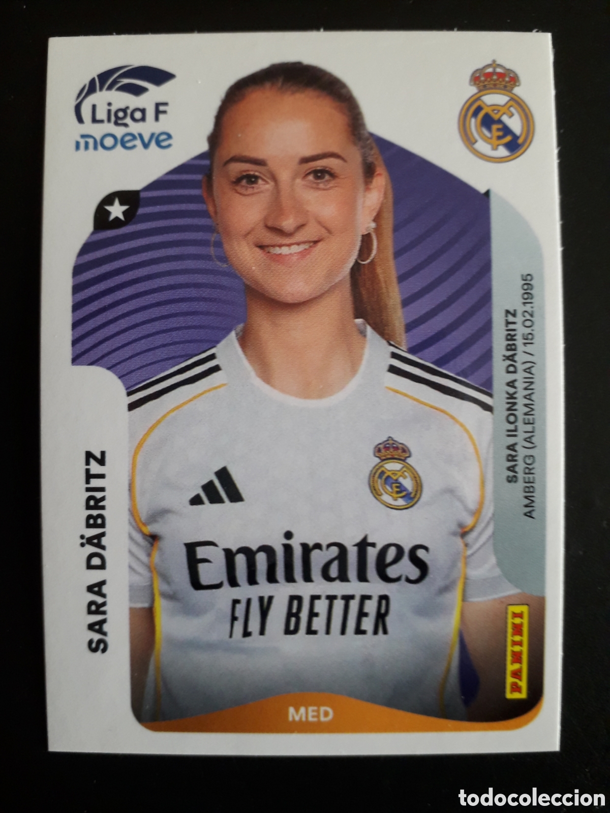Cromos de f&uacute;tbol: SARA D&Auml;BRITZ REAL MADRID N&deg; 275 LIGA F FEMENINA 2025 2026 25 26 PANINI SIN PEGAR PEDIDO M&Iacute;NIMO 3&euro;