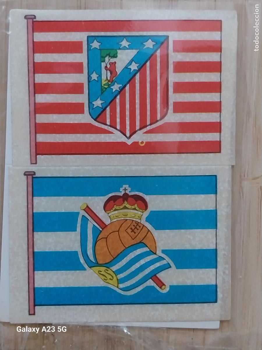 Football Stickers: AT MADRID - REAL SOCIEDAD ESCUDO *** CROMO 2 - 127 ED MAGA A&Ntilde;O 1975 LIGA 75 76 SIN PEGAR NUNCA