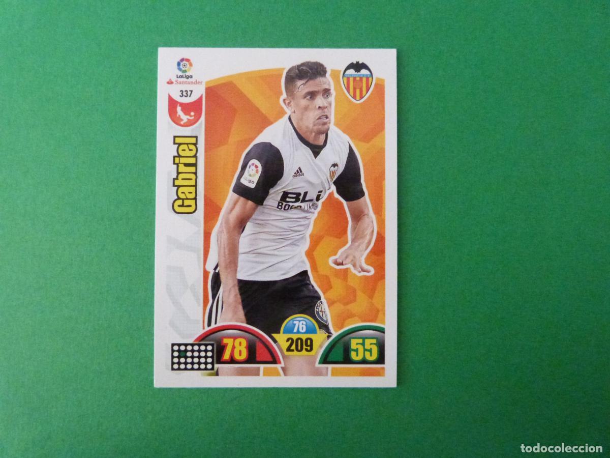 Cromos de f&uacute;tbol: TRADING CARD FUTBOL GABRIEL VALENCIA C.F. N&ordm; 337 LIGA ADRENALYN XL 2017-2018/17-18 PANINI