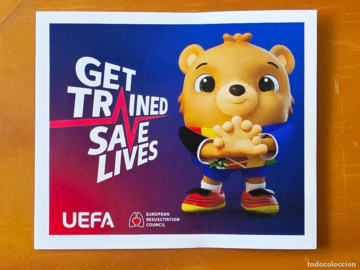 Cromos de f&uacute;tbol: UEFA 3 Eslogan lema mascota, Get Trained Save Lives, Topps UEFA Euro 2024, Eurocopa Germany 24