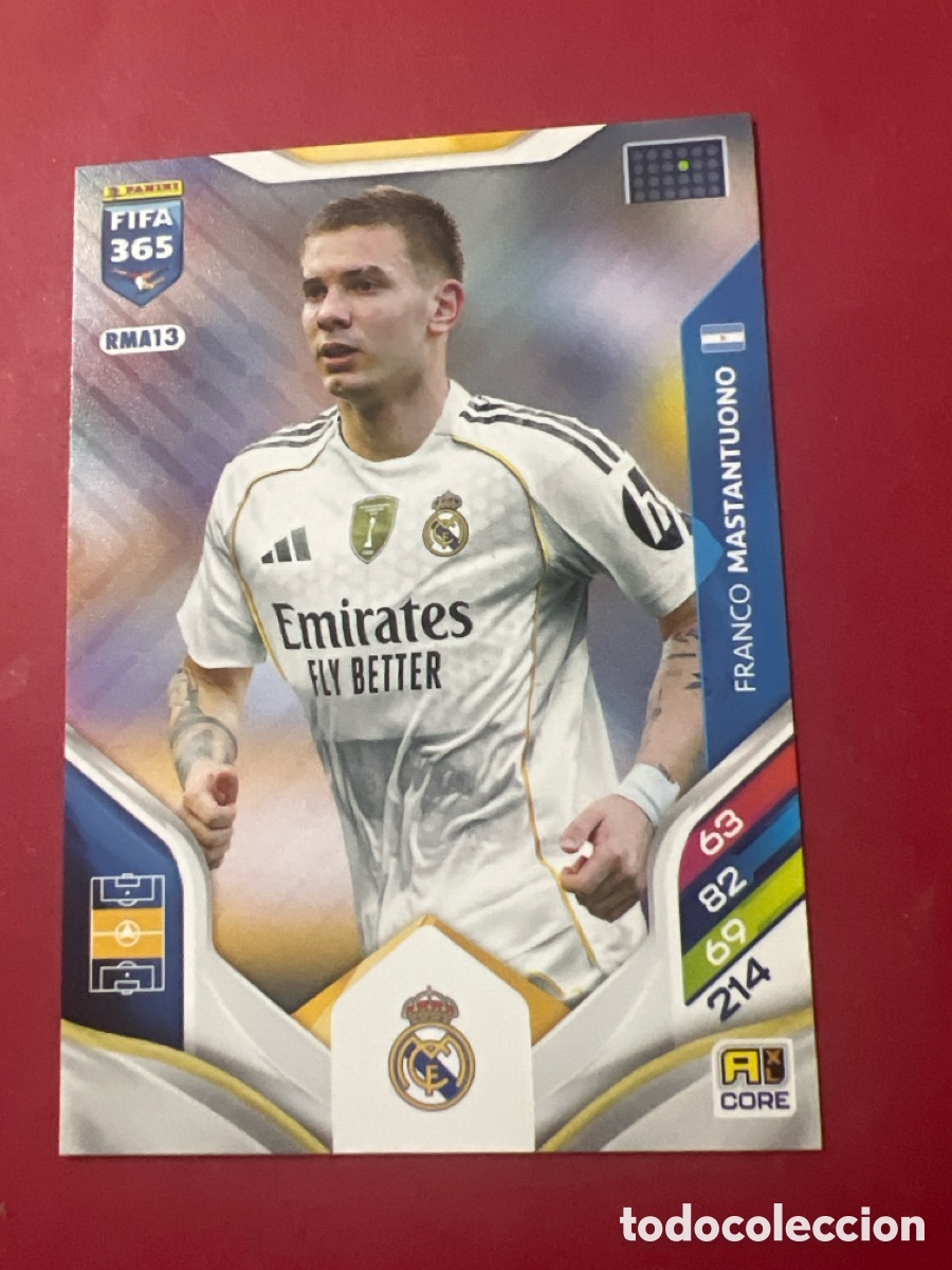 Football Stickers: RMA13 MASTANTUONO FRANCO REAL MADRID ADRENALYN FIFA 365 2025 2026 25 26 CROMO PANINI TOPPS TCG