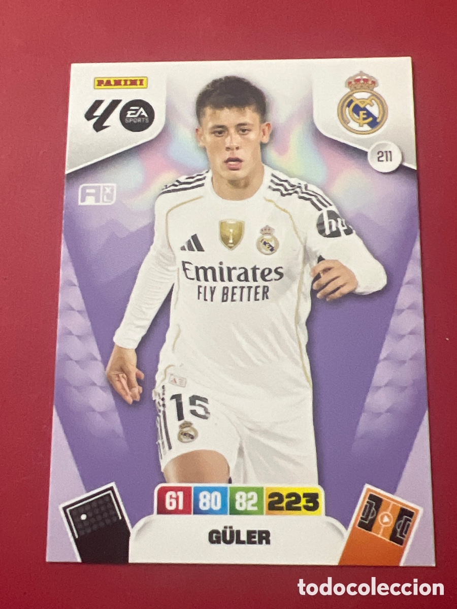 Fu&szlig;ball-Sticker: C8584. Guler n&uacute;mero 211 del Real Madrid cromo adrenalyn XL 25-26 2025-2026