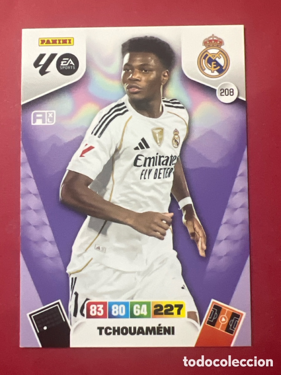 Cromos de f&uacute;tbol: C8591. ADRENALYN 2025/2026 208 TCHOUAMENI MADRID