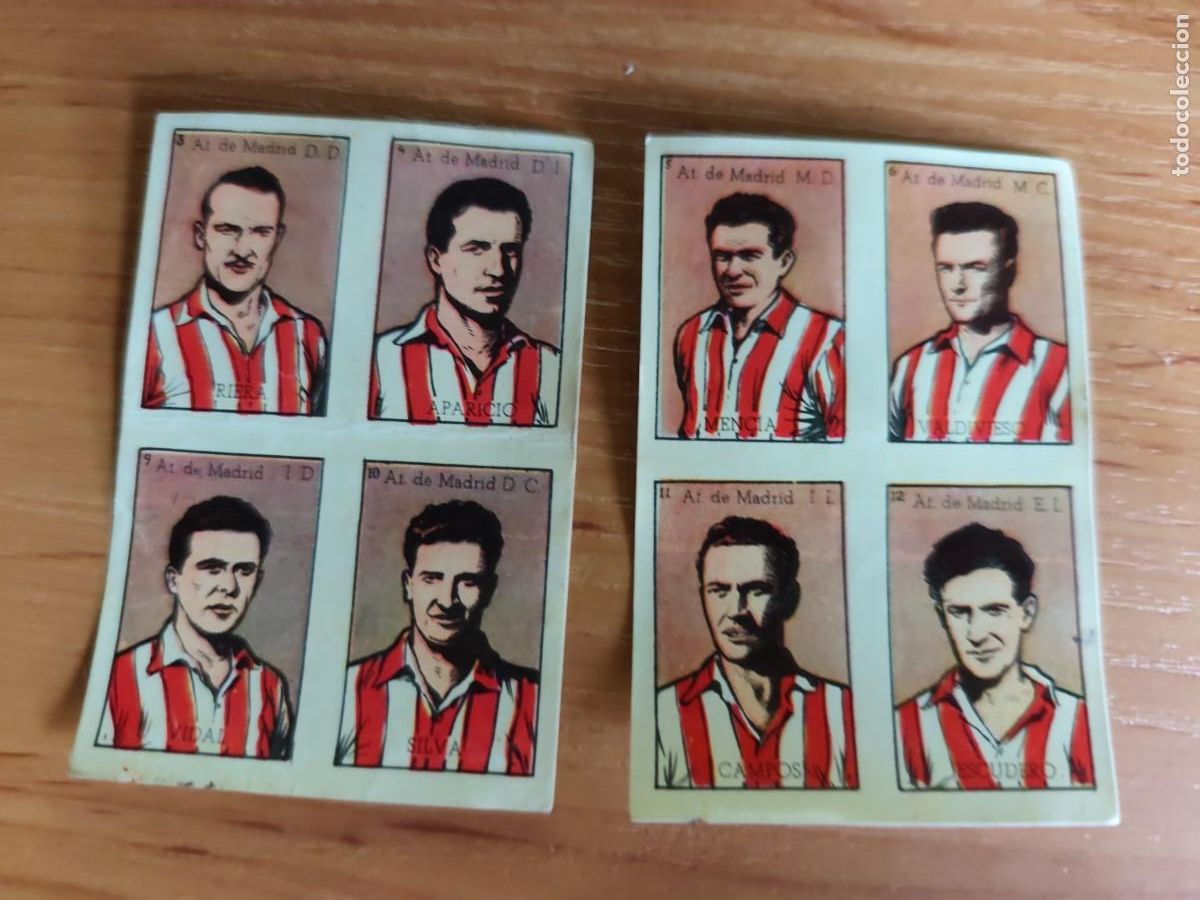 Cromos de f&uacute;tbol: 8 cromos ASES DEL FUTBOL FOTOGRAFIAS 1950 BRUGUERA At. Madrid sin cortar