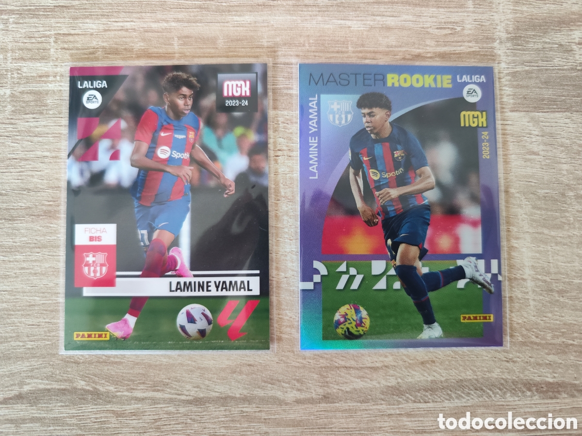 Cromos de f&uacute;tbol: Lamine Yamal Megacracks Rookie FC Barcelona 108 bis y m&aacute;ster rookie
