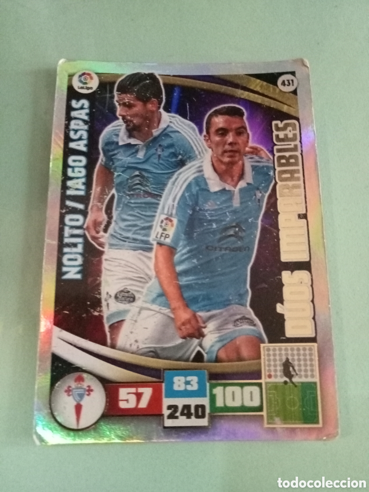 Cromos de f&uacute;tbol: Cromo 431 Nolito,Iago Aspas adrenalyn xl 2015-16
