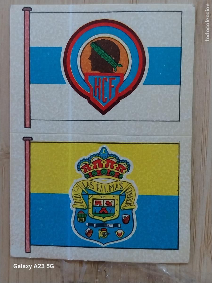 Cromos de f&uacute;tbol: HERCULES - LAS PALMAS ESCUDO ** CROMO 302 - 377 ED MAGA A&Ntilde;O 1975 LIGA 75 76 SIN PEGAR NUNCA