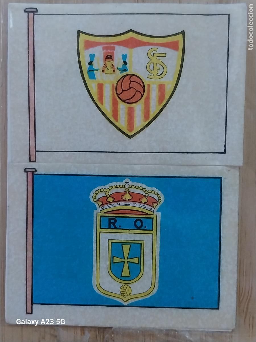 Cromos de f&uacute;tbol: SEVILLA - REAL OVIEDO ESCUDO ***** CROMO 252- 177 ED MAGA A&Ntilde;O 1975 LIGA 75 76 SIN PEGAR NUNCA