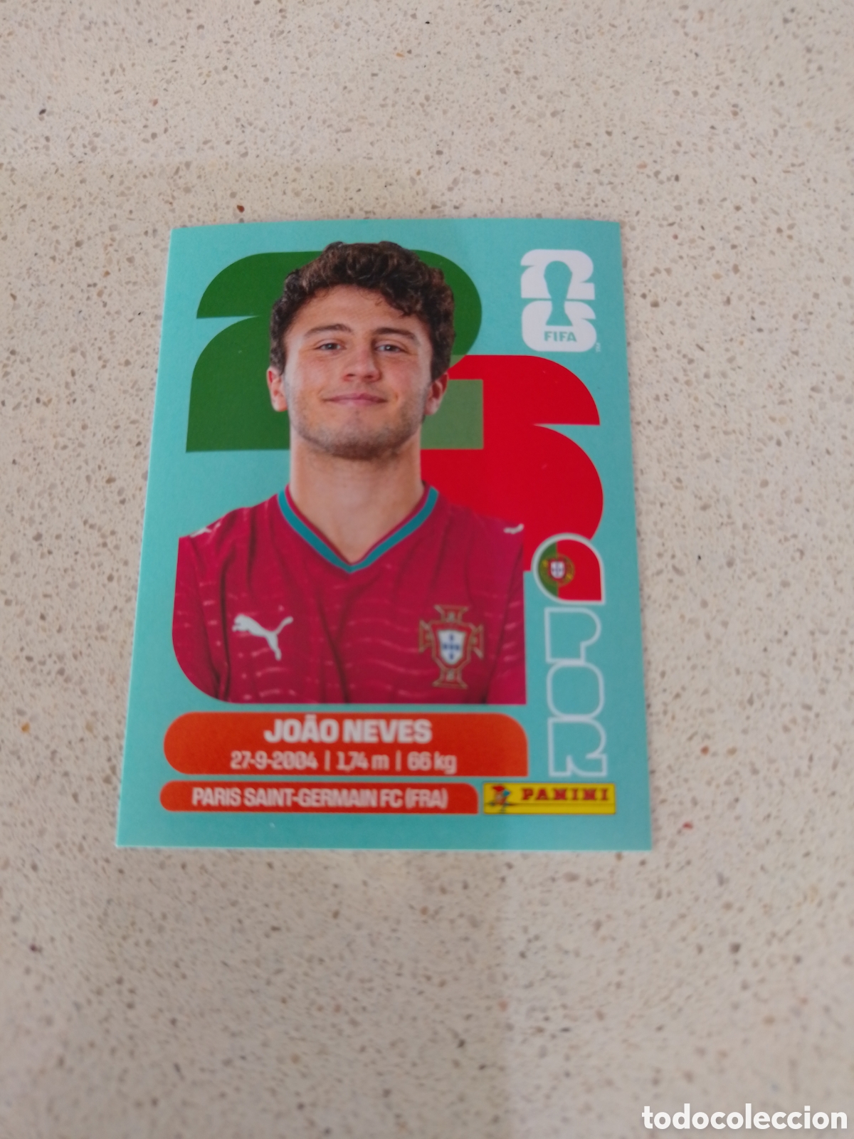 Football Stickers: CROMO NUMERO 14 JOAO NEVES PORTUGAL. MUNDIAL 2026. PANINI.