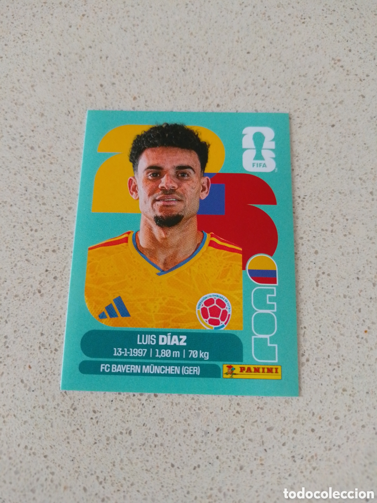 Cromos de f&uacute;tbol: CROMO NUMERO 20 LUIS DIAZ COLOMBIA. MUNDIAL 2026. PANINI.