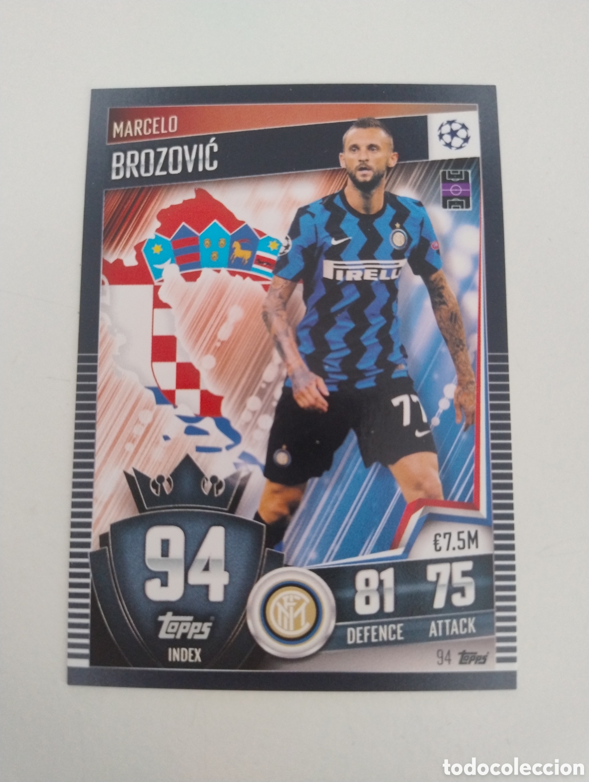 Cromos de f&uacute;tbol: 94 - Brozovic - Inter de Mil&aacute;n - Topps Match Attax 101 2020 - 2021