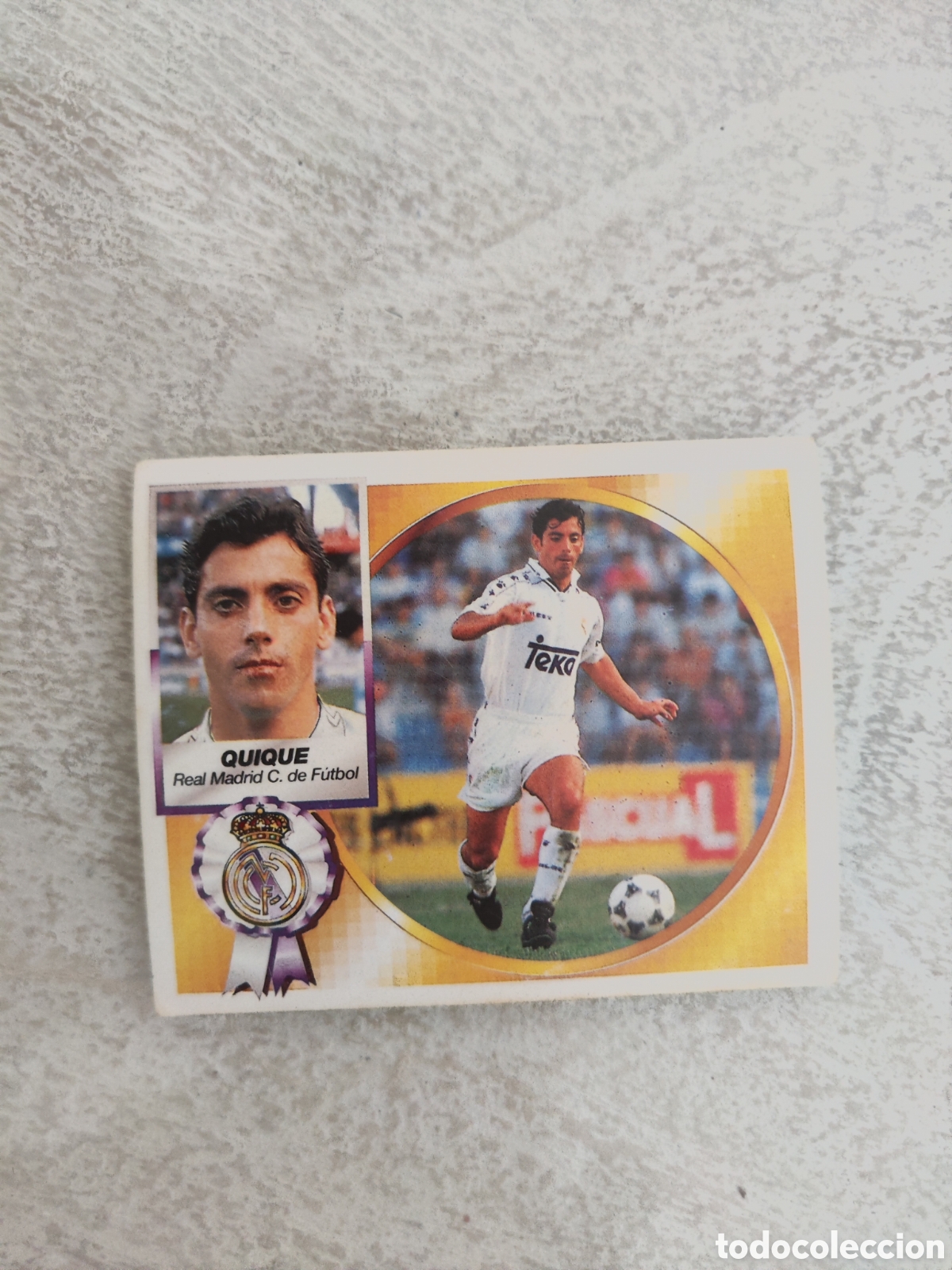 Fu&szlig;ball-Sticker: Este 94 95 sin pegar &Uacute;ltimos fichajes 8 Real Madrid Quique versi&oacute;n valla amarilla