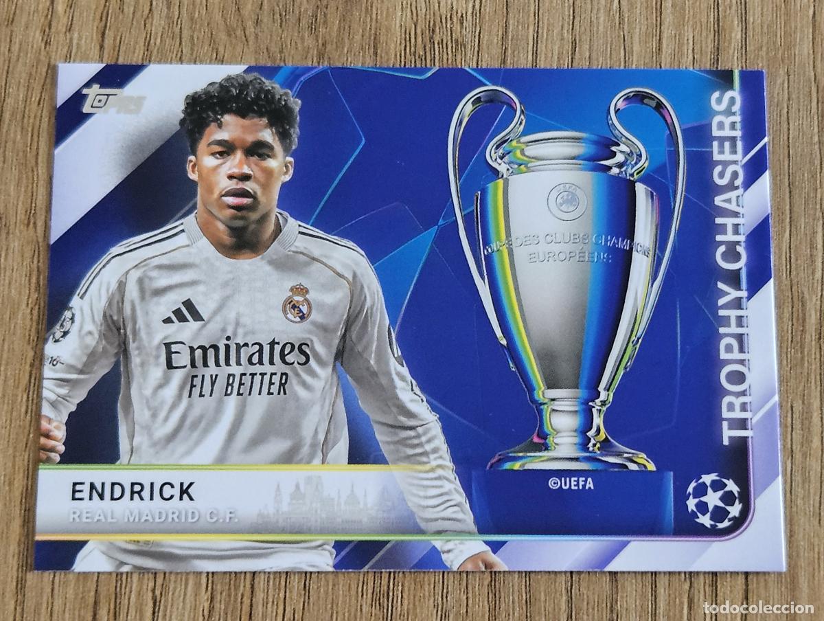 Cromos de f&uacute;tbol: Endrick (Real Madrid). Cromo Topps Flagship UEFA Champions League 2025-2026 (25-26). Trophy Chasers