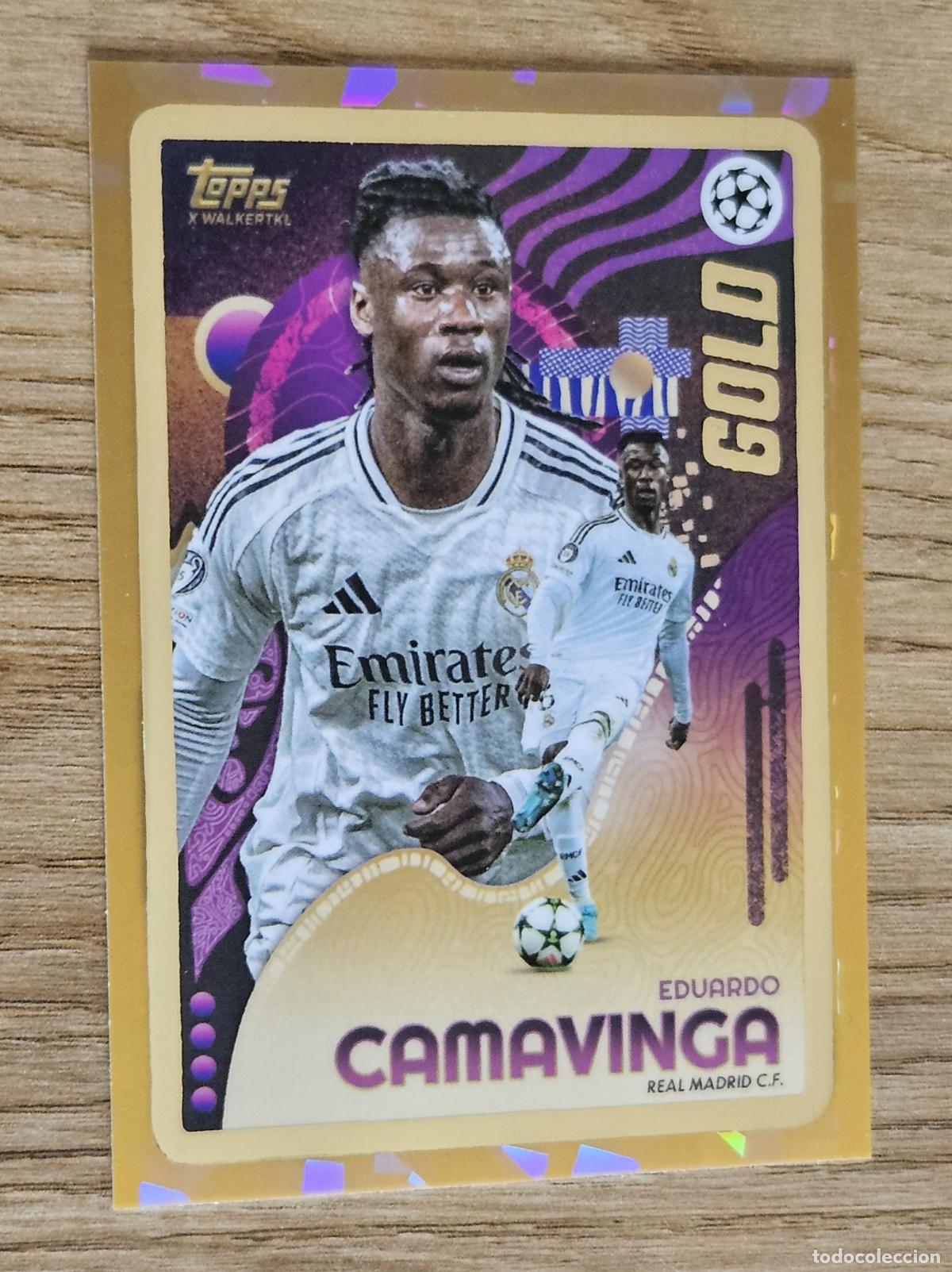 Figurine di Calcio: Eduardo Camavinga (Real Madrid). Cromo Topps GOLD UEFA Champions League 2023-2024 (23-24)