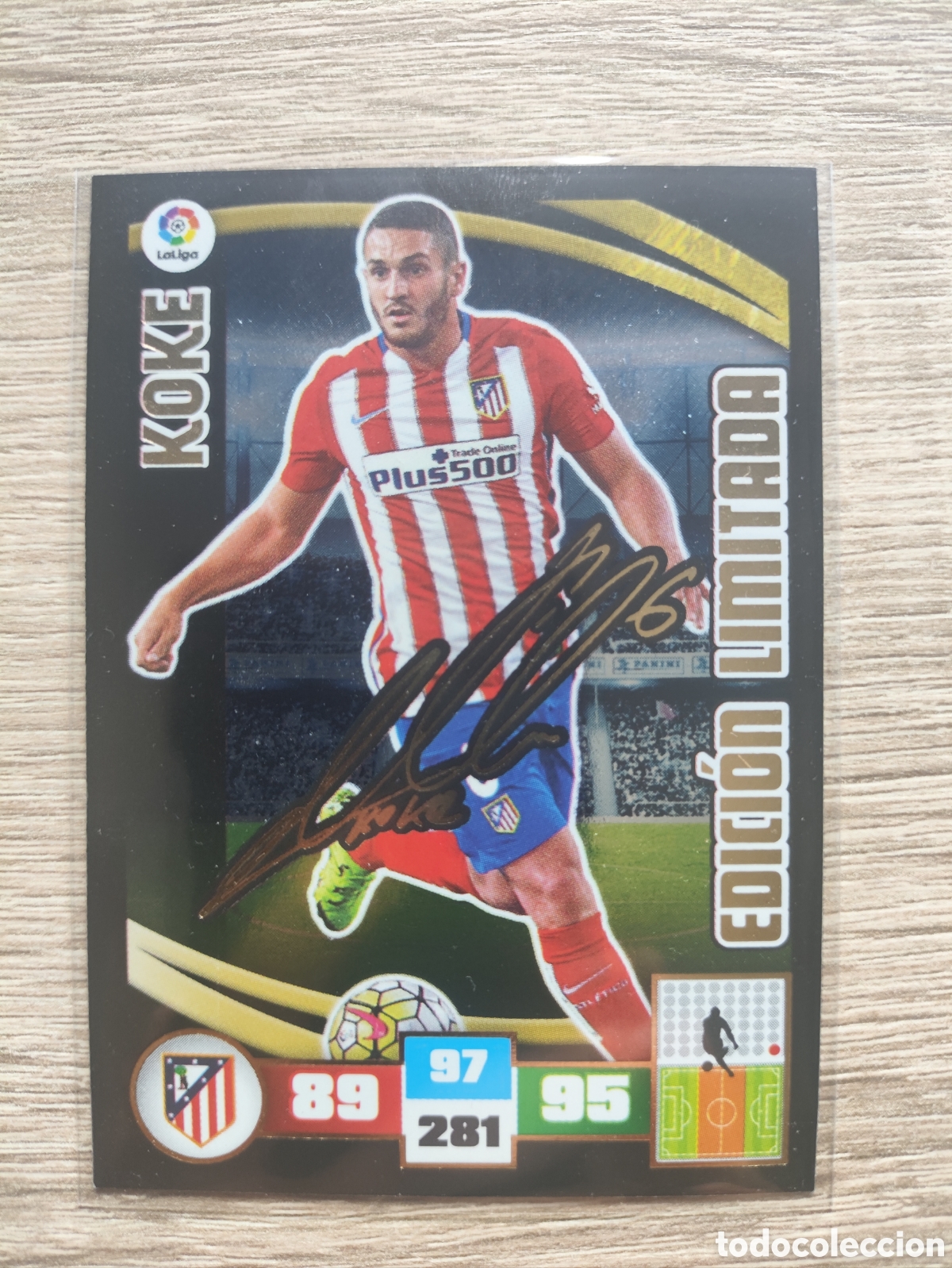 Football Stickers: Koke edicion limitada serigrafiada con firma impresa Adrenalyn 2015/16