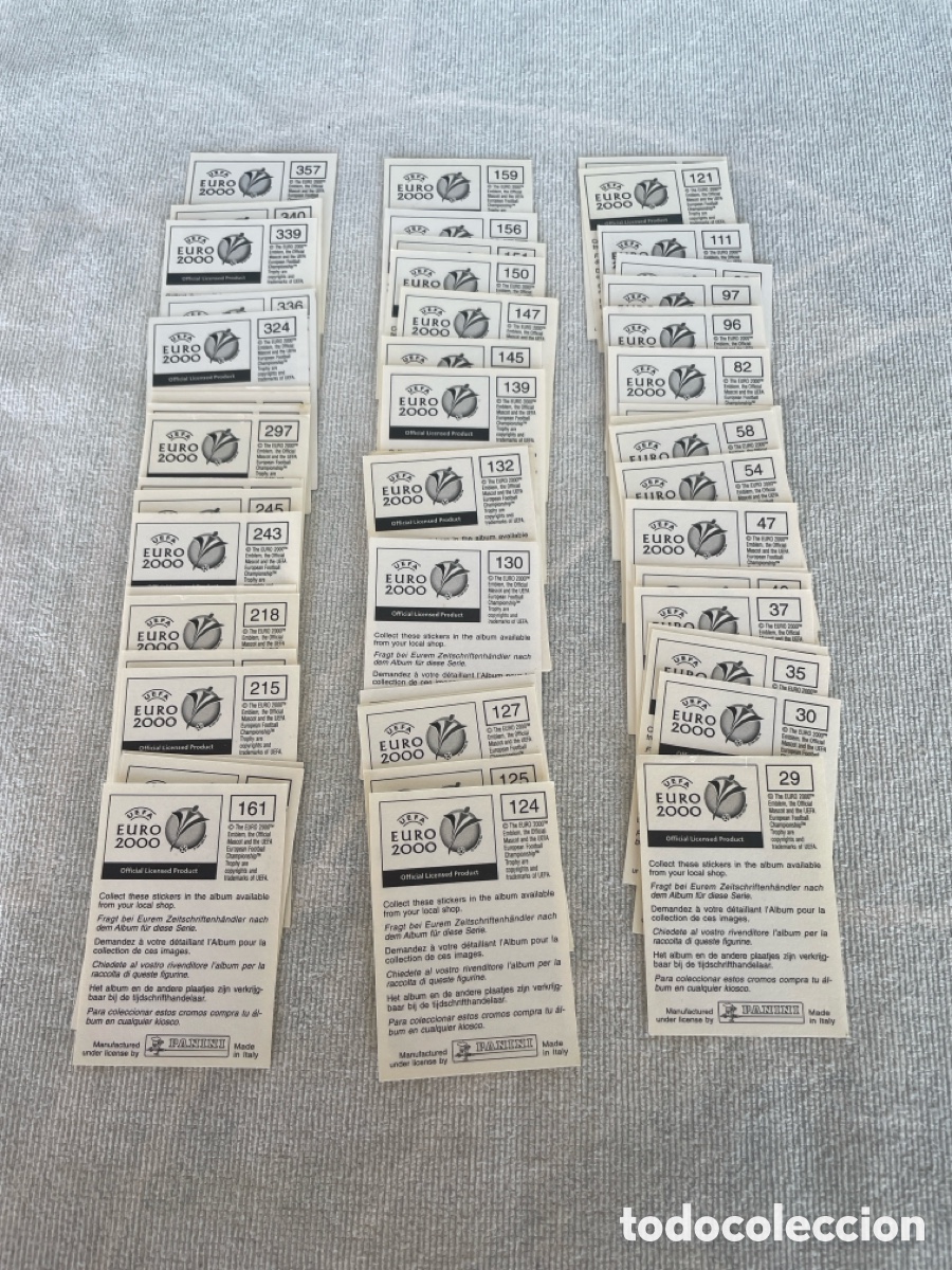 Fu&szlig;ball-Sticker: EURO 2000 Lote de 59 cromos sin repetir