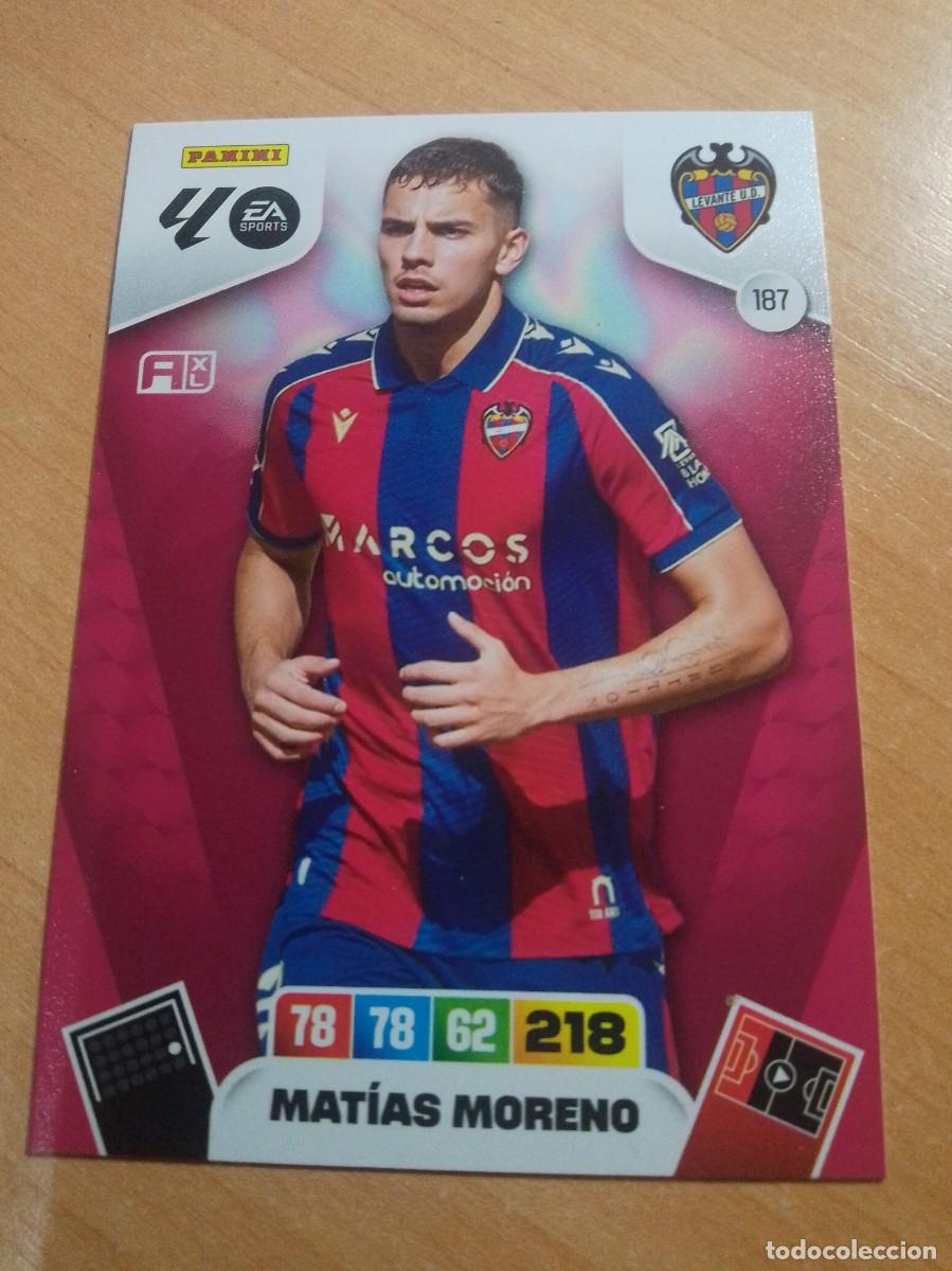 Cromos de f&uacute;tbol: 187 MAT&Iacute;AS MORENO DEL LEVANTE 25 26 ADRENALYN XL 2025 2026