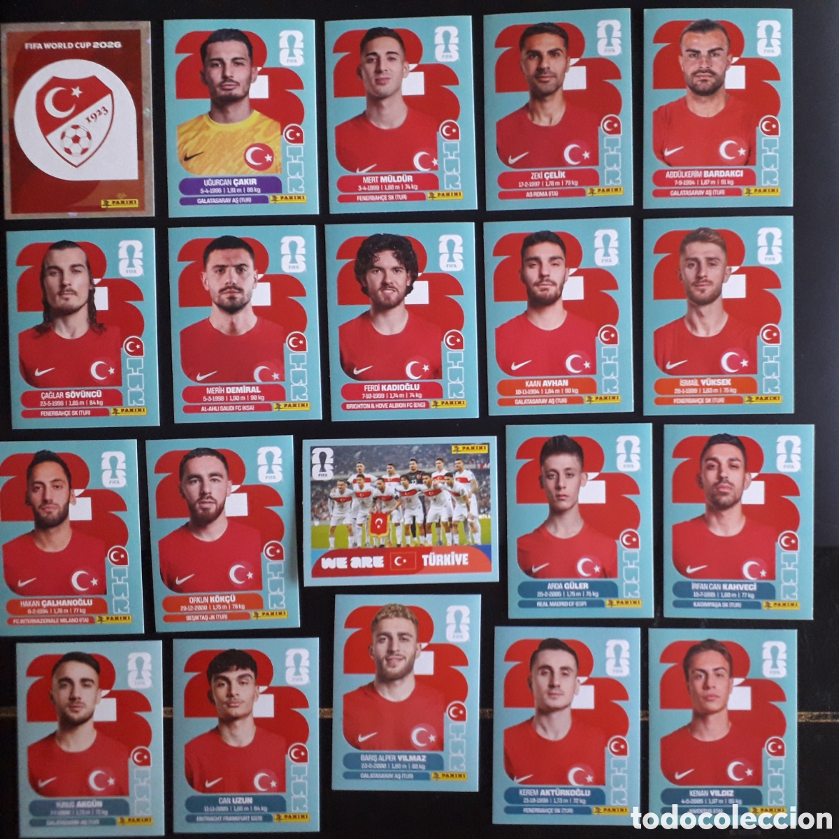 Cartes &agrave; collectionner de Football: 20 CROMOS TURQU&Iacute;A, EQUIPO COMPLETO MUNDIAL F&Uacute;TBOL 2026 FIFA WORLD CUP PANINI SIN PEGAR