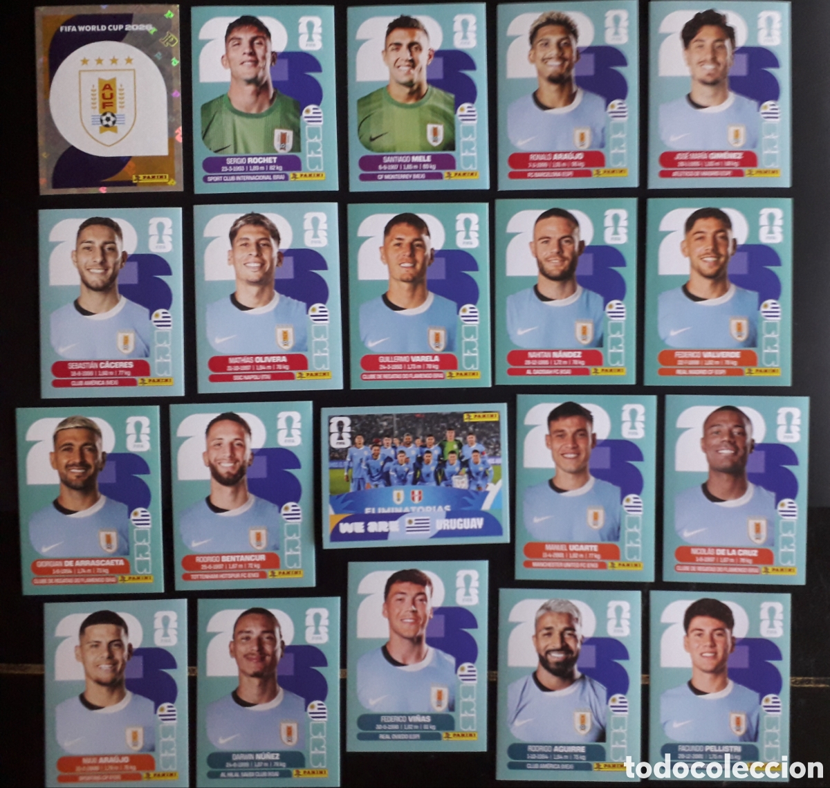 Cromos de f&uacute;tbol: 20 CROMOS URUGUAY EQUIPO COMPLETO MUNDIAL F&Uacute;TBOL 2026 FIFA WORLD CUP PANINI SIN PEGAR