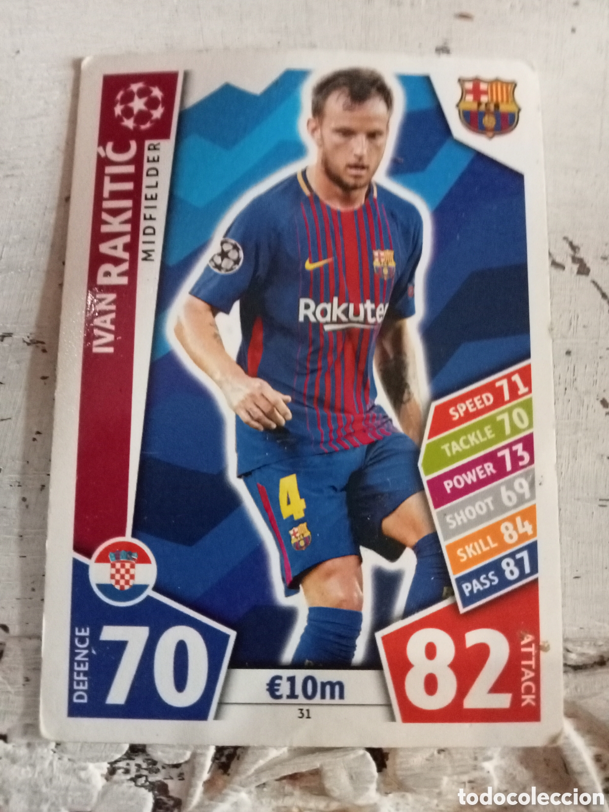 Cromos de f&uacute;tbol: Cromo 31 Ivan Rakitić Topps Match Attax C hampions League 2017-18