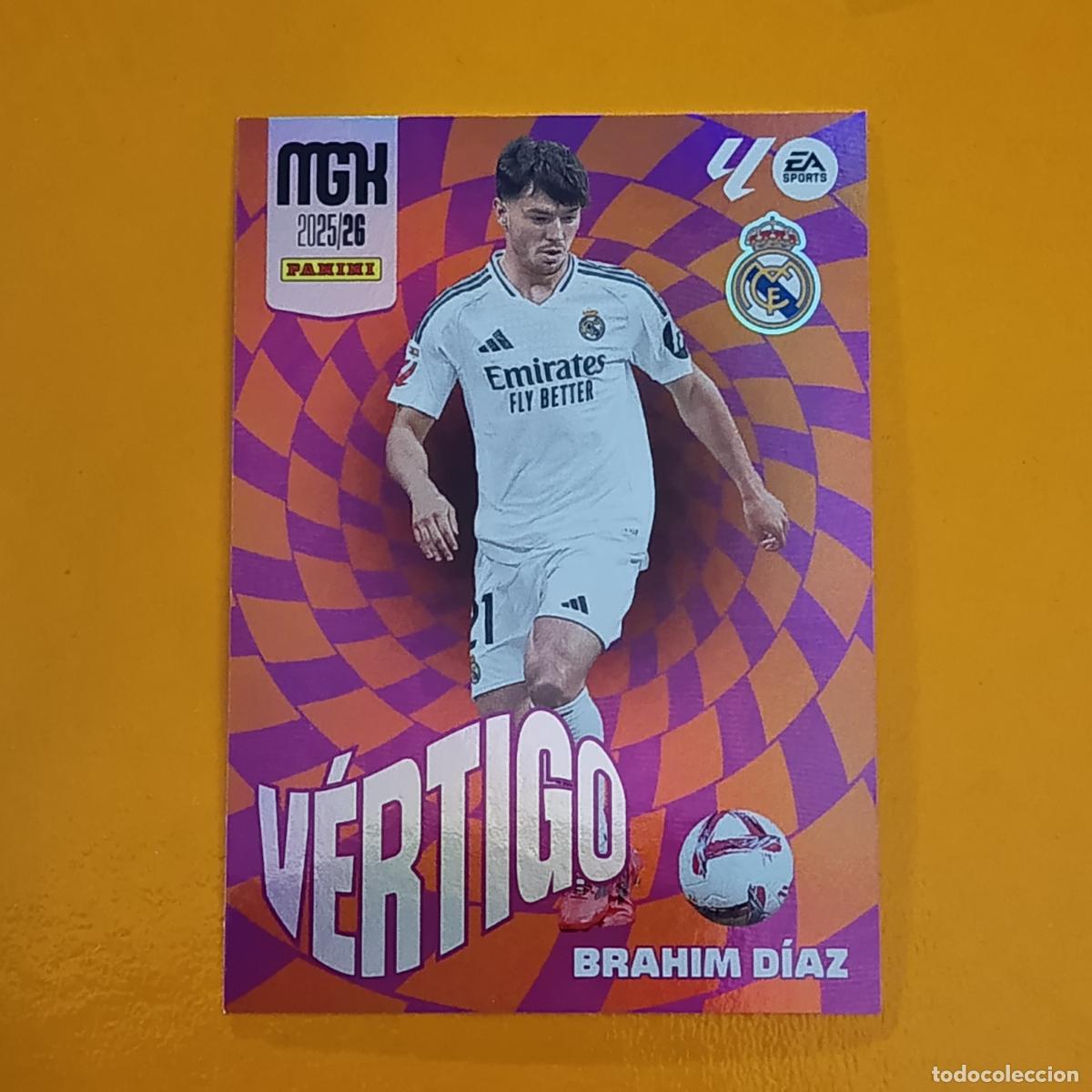 Cromos de f&uacute;tbol: 381 BRAHIM D&Iacute;AZ. V&Eacute;RTIGO. REAL MADRID. MEGACRACKS 2025-26. PANINI