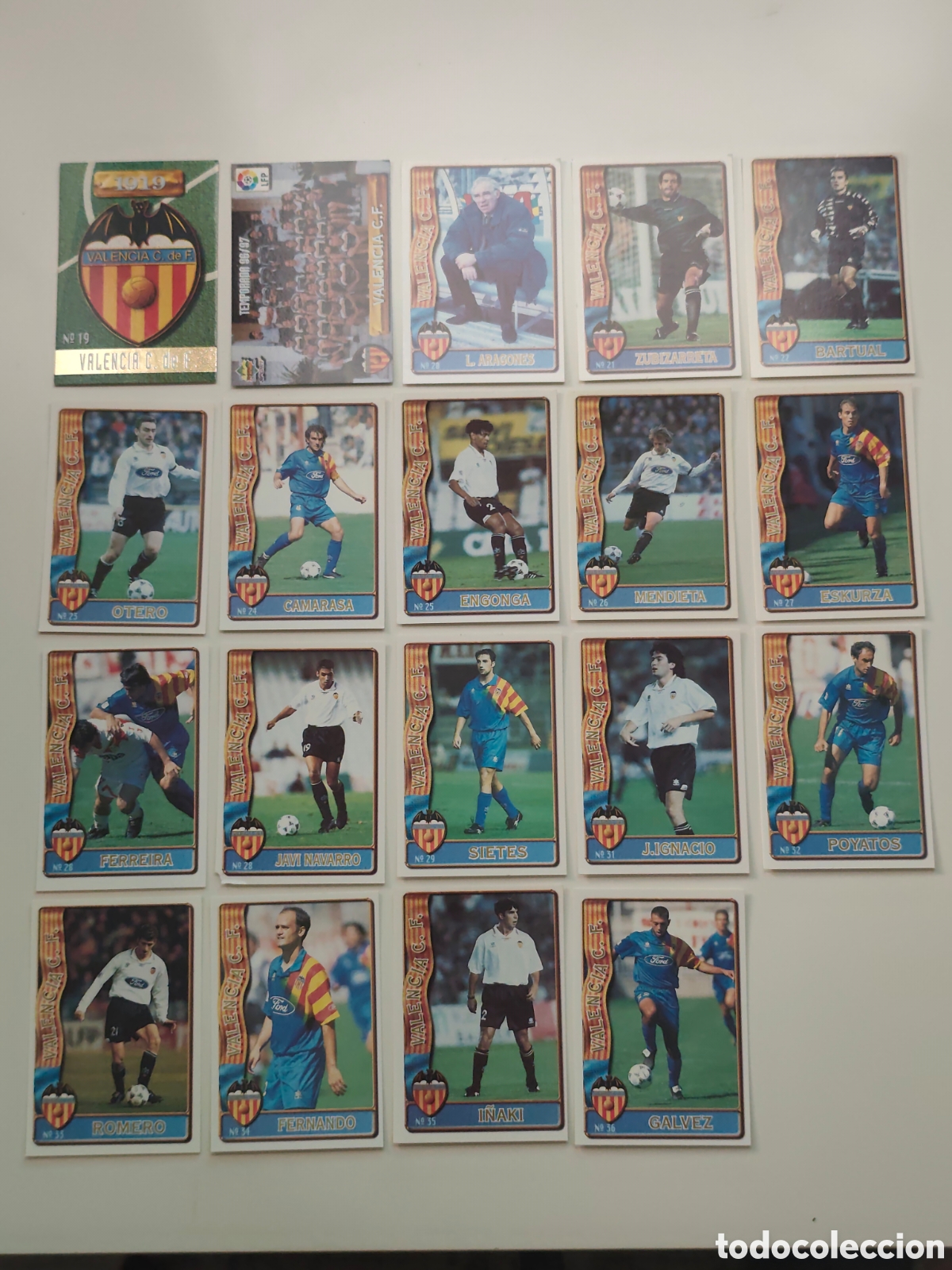 Cromos de f&uacute;tbol: 19 CARDS VALENCIA MUNDICROMO 1996 1997 #