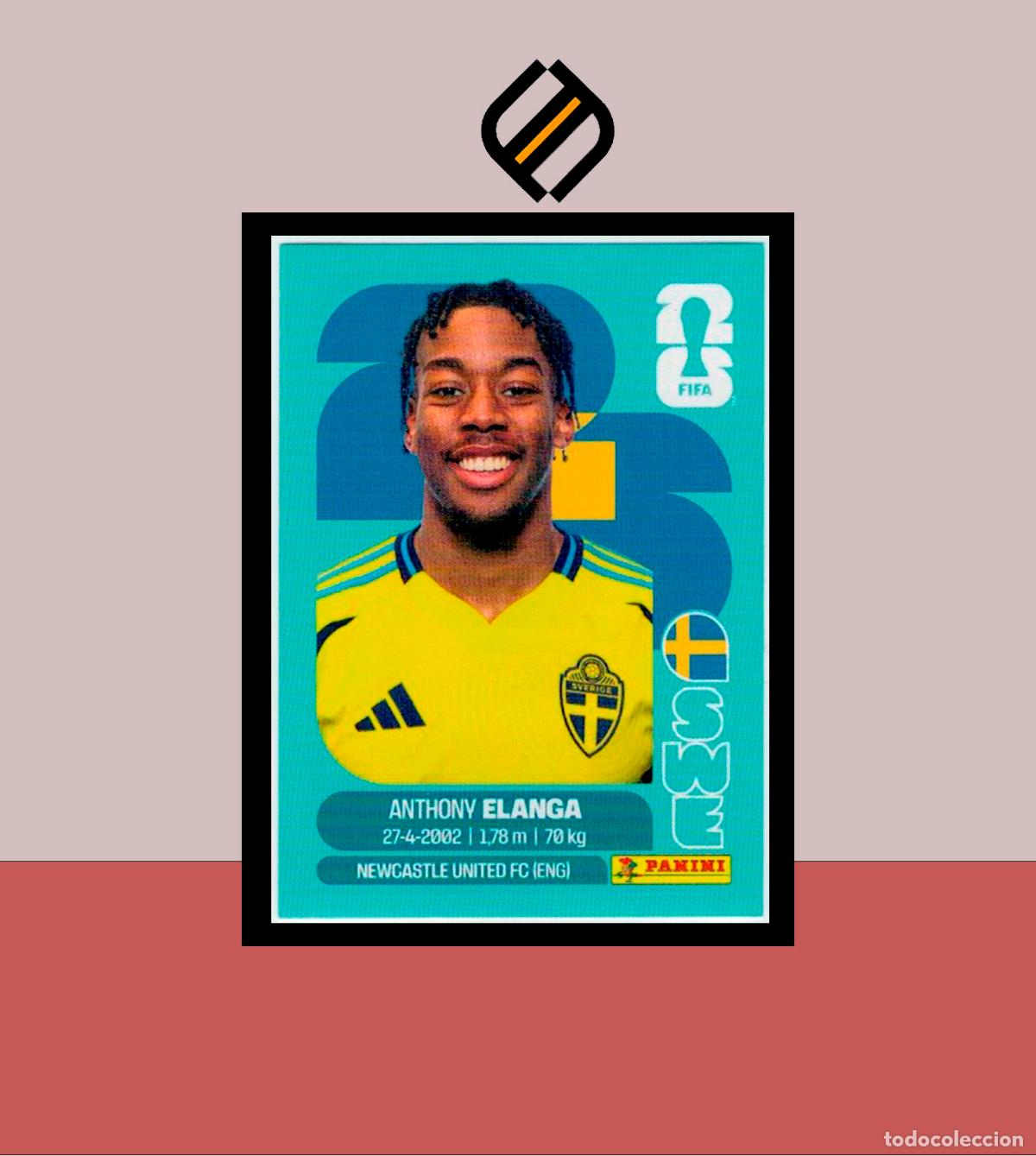 Cromos de f&uacute;tbol: PANINI FIFA CLUB WORLD CUP 2026 26 SWE 18 ANTHONY ELANGA SUECIA STICKER MUNDIAL MEX CAN USA LIGA