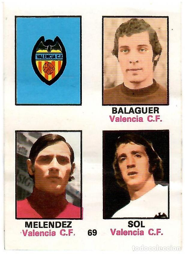 Cromos de f&uacute;tbol: Adhesivo n&ordm; 69 del album de futbol 1974-75, FHER (Valencia C.F.)