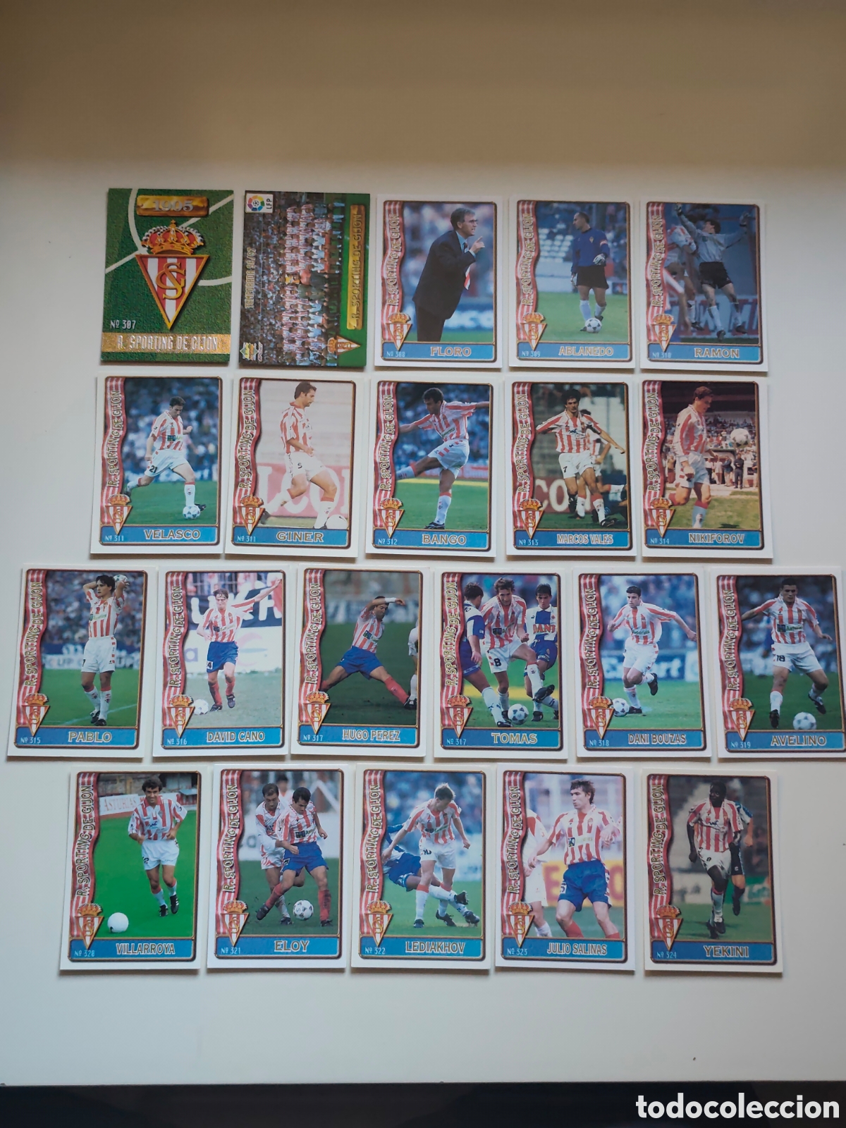 Figurine di Calcio: 21 CARDS SPORTING GIJ&Oacute;N MUNDICROMO 1996 1997 #