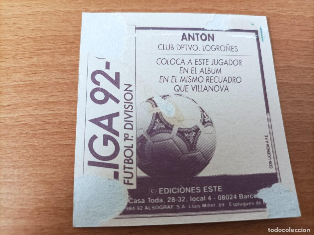 Cromos de f&uacute;tbol: ESTE 1992 1993 92 93 ANTON (LOGRO&Ntilde;ES) - DESPEGADO - Foto 2