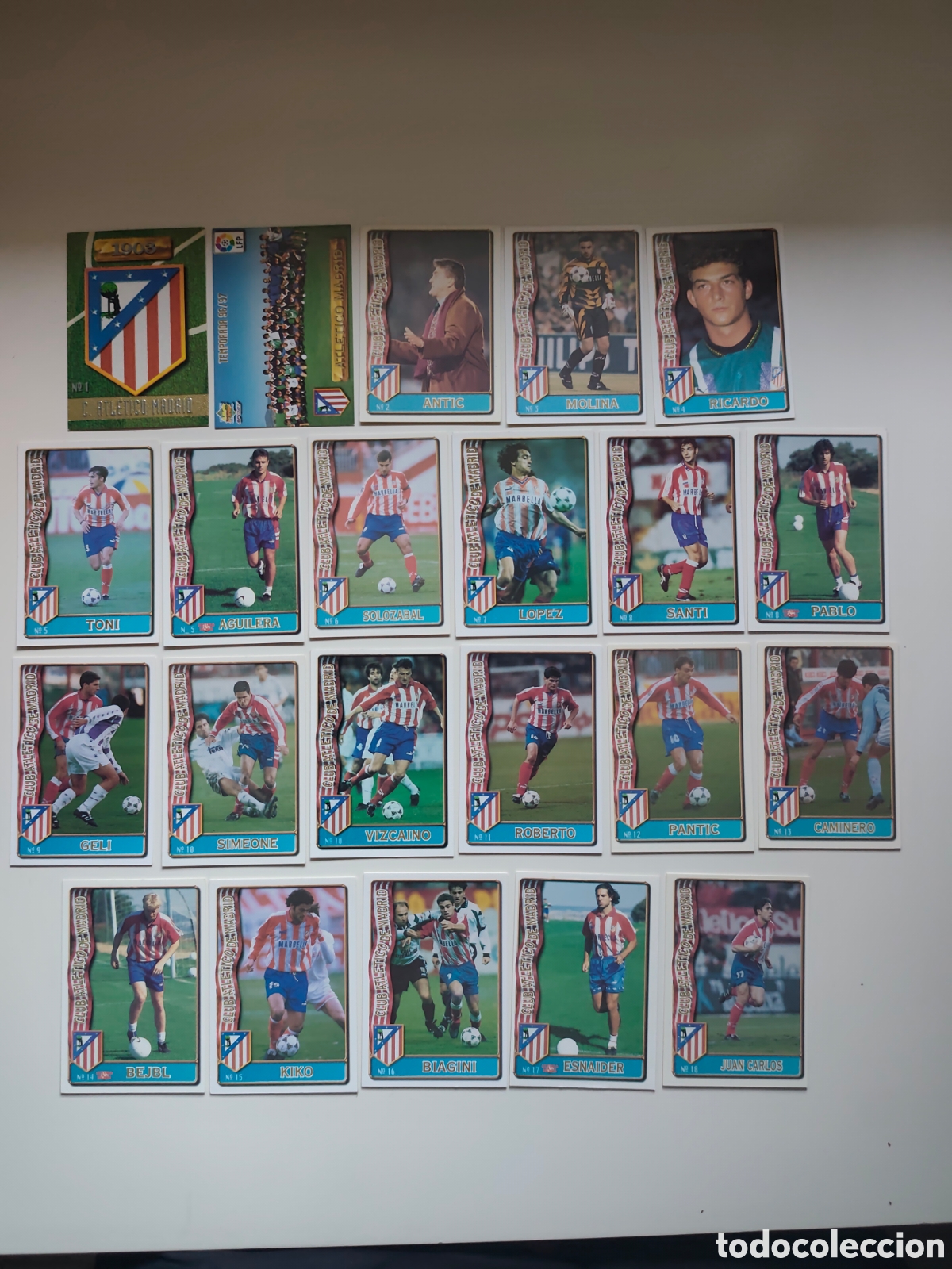 Figurine di Calcio: 22 CARDS ATL&Eacute;TICO MADRID MUNDICROMO 1996 1997 #