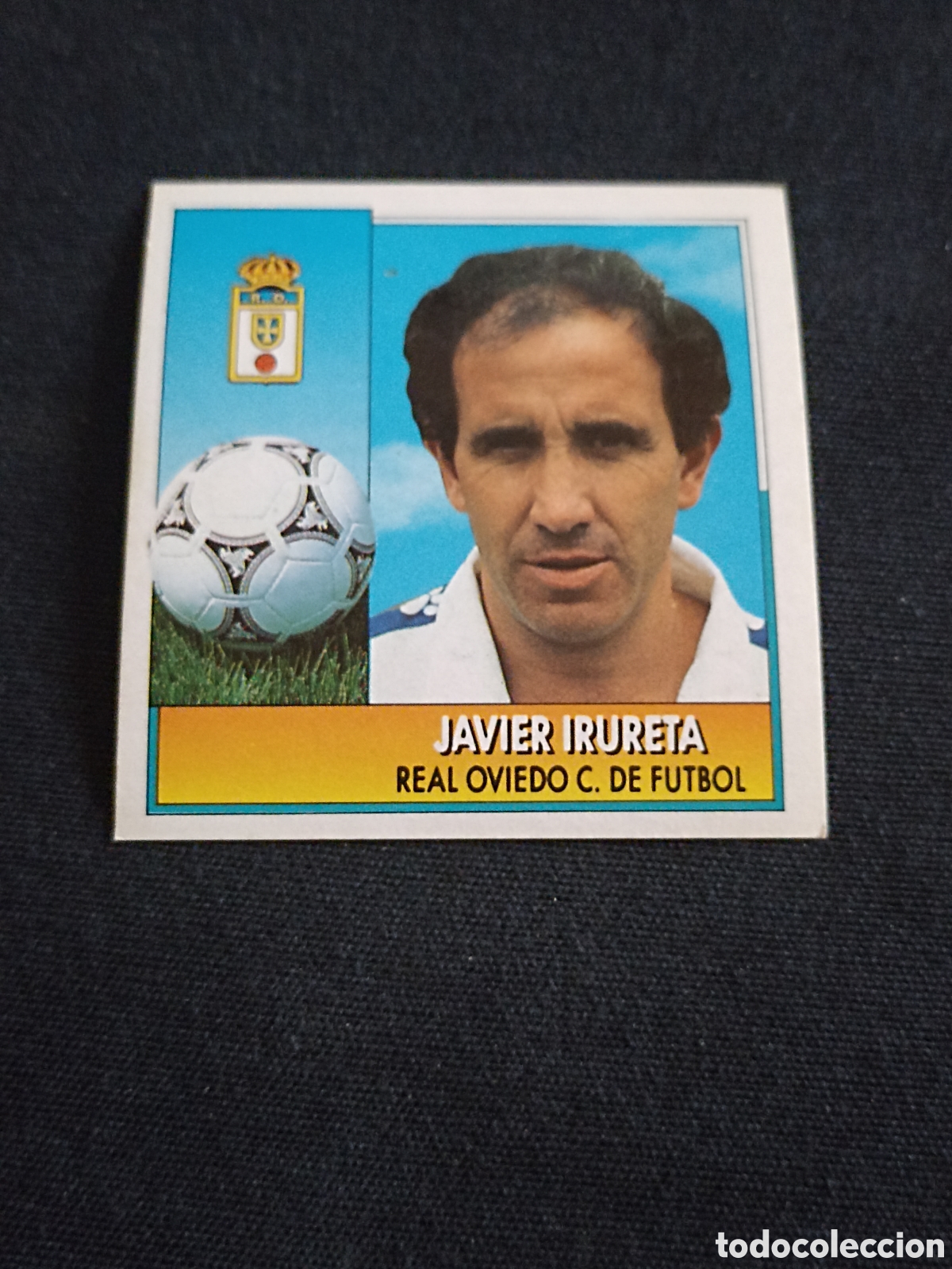 Fu&szlig;ball-Sticker: Javier Irureta ( Real Oviedo Club De F&uacute;tbol ). Liga este 92-93. Nunca pegado