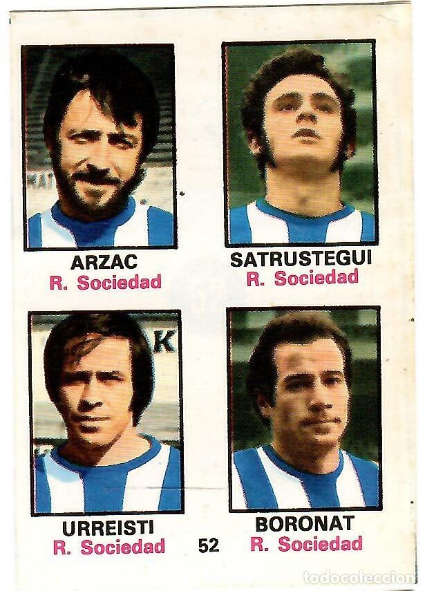 Cromos de f&uacute;tbol: Adhesivo n&ordm; 52 del album de futbol 1974-75, FHER (R. Sociedad)