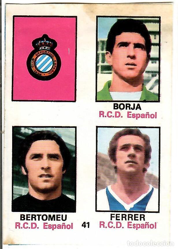 Cromos de f&uacute;tbol: Adhesivo n&ordm; 41 del album de futbol 1974-75, FHER (R.C.D. Espa&ntilde;ol)