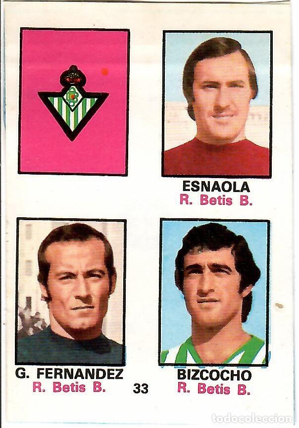 Cromos de f&uacute;tbol: Adhesivo n&ordm; 33 del album de futbol 1974-75, FHER (R. Betis Balompie)