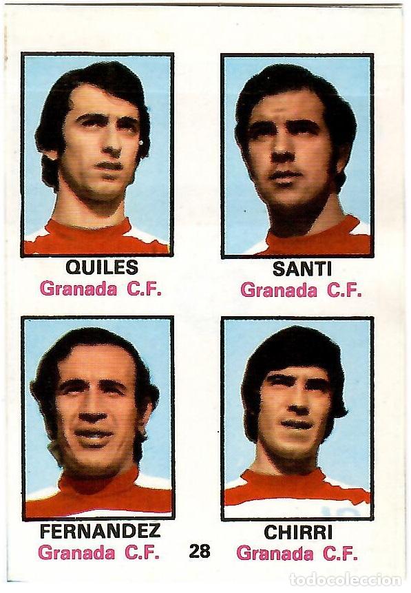 Cromos de f&uacute;tbol: Adhesivo n&ordm; 28 del album de futbol 1974-75, FHER (Granada C.F.)