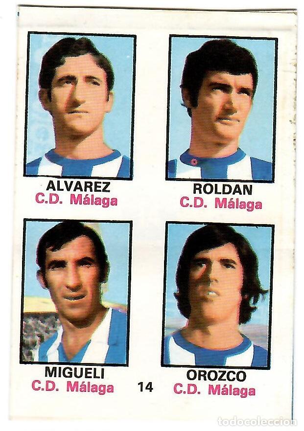 Cromos de f&uacute;tbol: Adhesivo n&ordm; 14 del album de futbol 1974-75, FHER (C.D. Malaga)