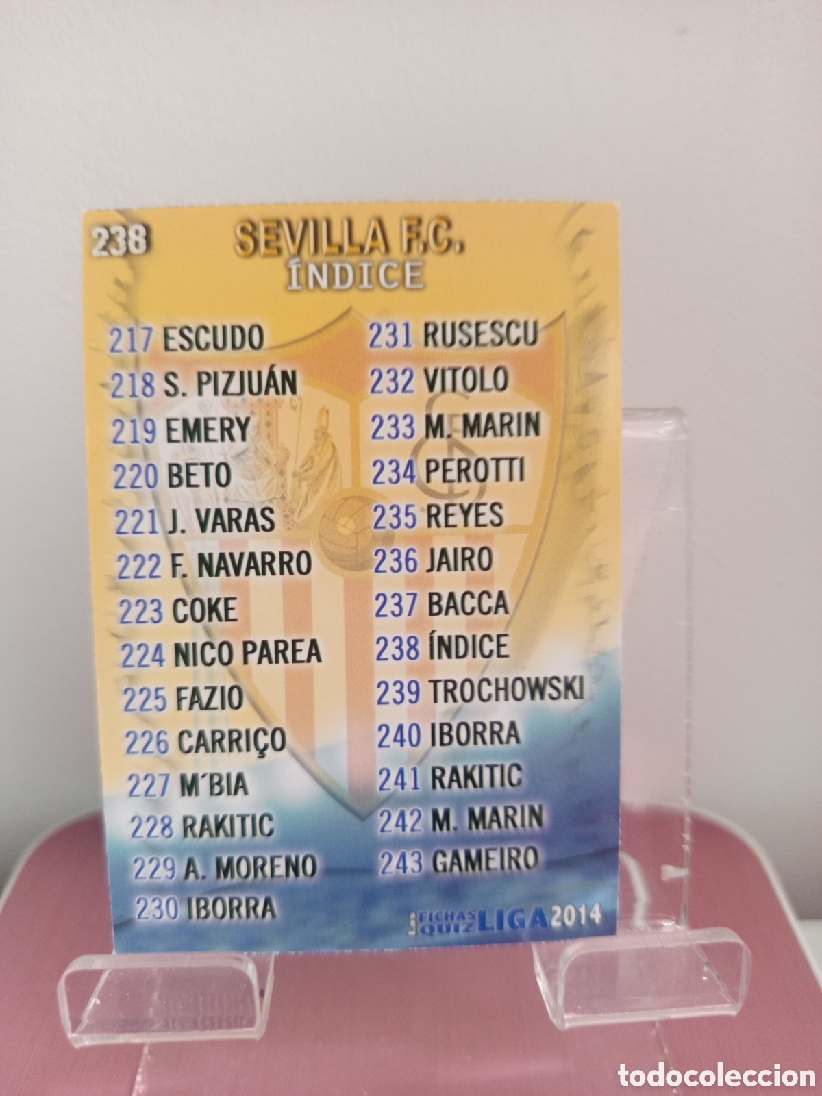 Cromos de f&uacute;tbol: ❇️ CROMO CARD ⚽ INDICE SEVILLA 238 FICHAS LIGA QUIZ GAME 2014 13 14 2013 2014 MUNDICROMO ❇️