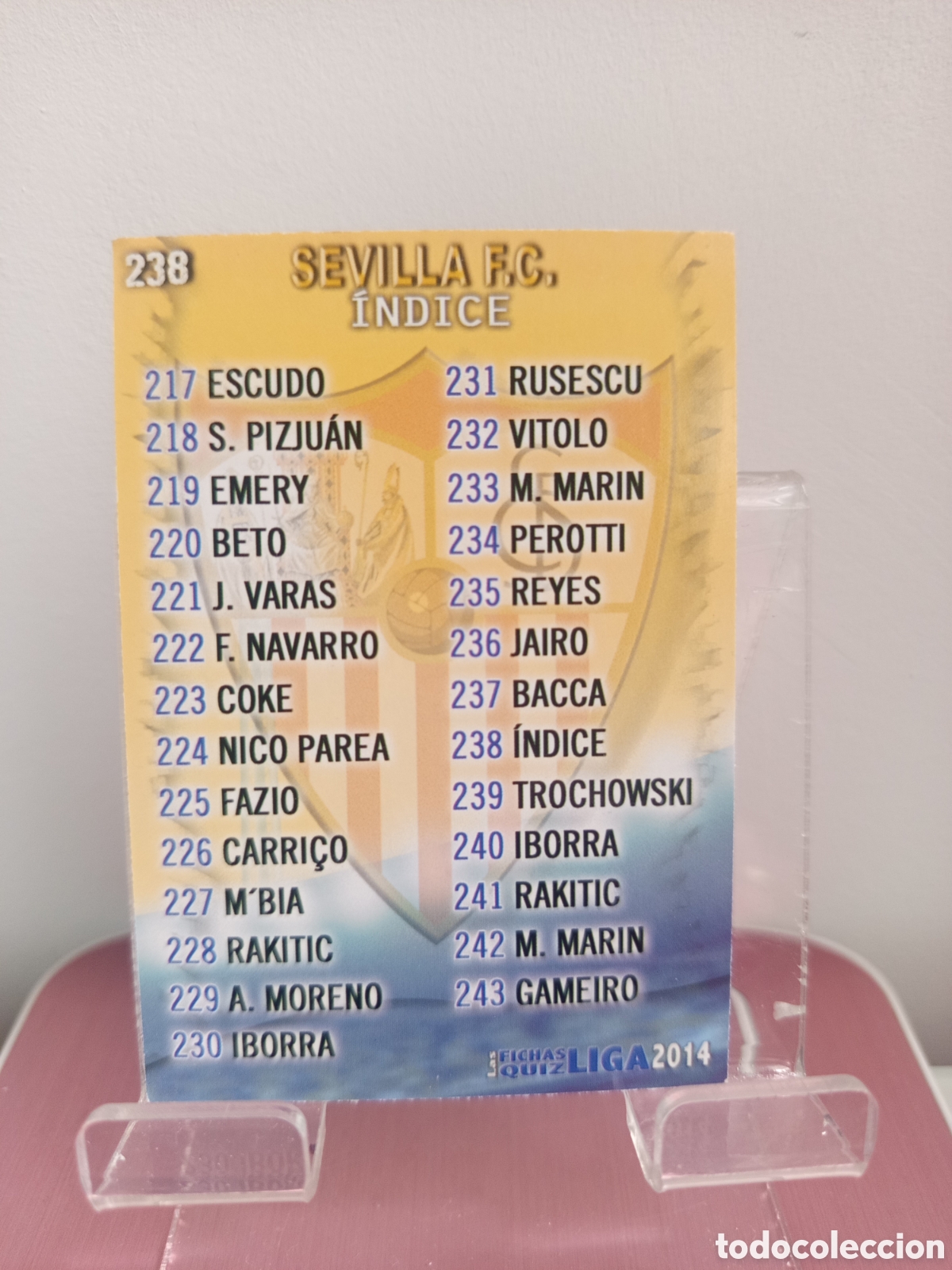 Cromos de f&uacute;tbol: ❇️ CROMO CARD ⚽ INDICE SEVILLA 238 FICHAS LIGA QUIZ GAME 2014 13 14 2013 2014 MUNDICROMO ❇️