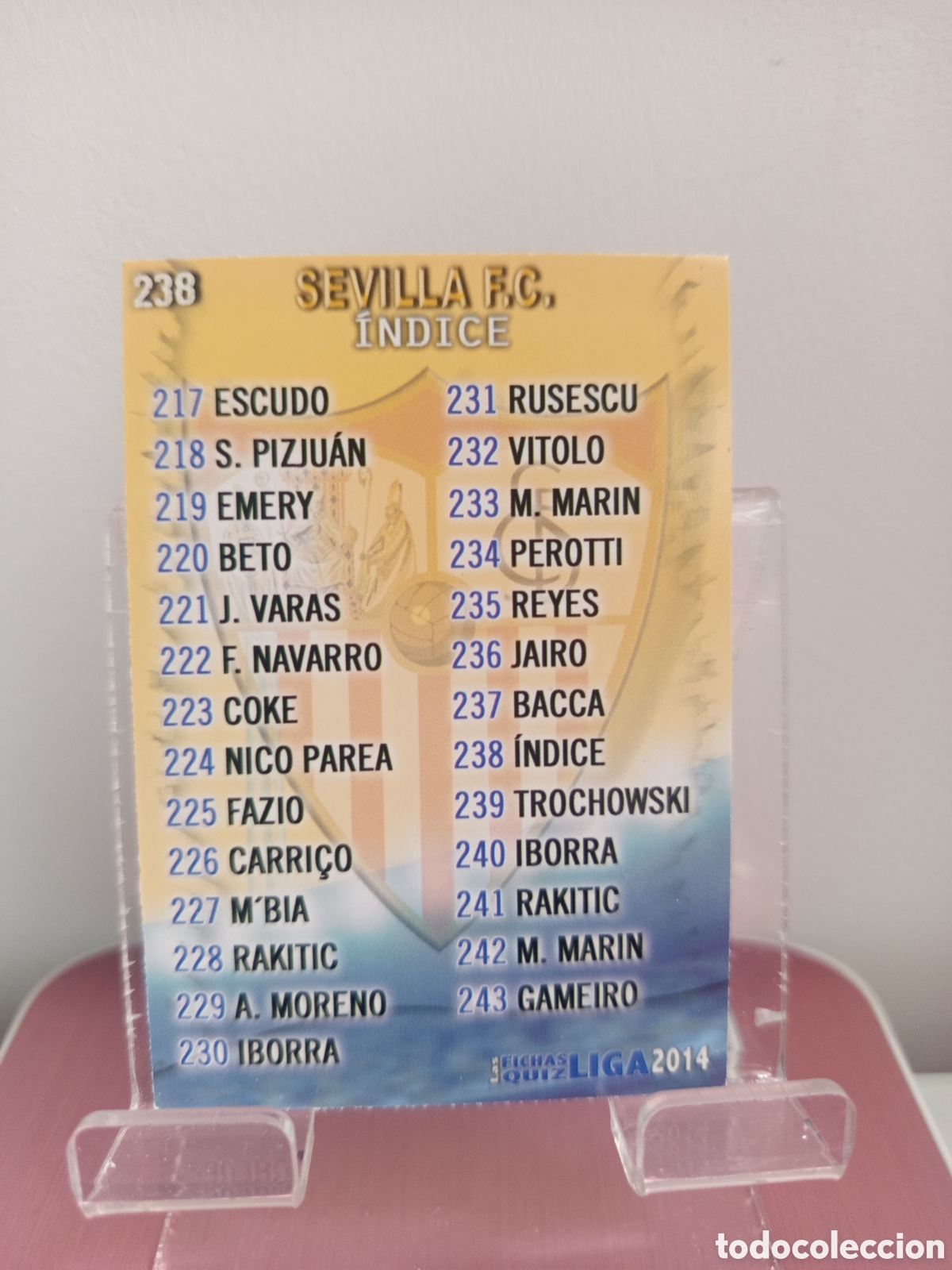 Cromos de f&uacute;tbol: ❇️ CROMO CARD ⚽ INDICE SEVILLA 238 FICHAS LIGA QUIZ GAME 2014 13 14 2013 2014 MUNDICROMO ❇️