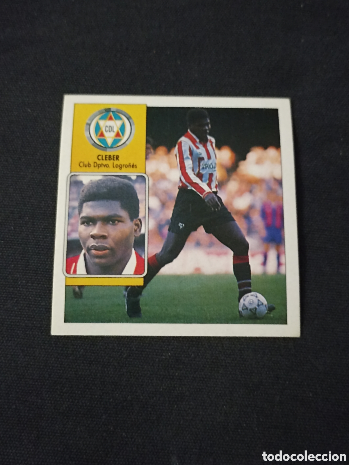 Cromos de f&uacute;tbol: Cleber ( Club Deportivo Logro&ntilde;&eacute;s ). Liga este 92-93. Nunca pegado
