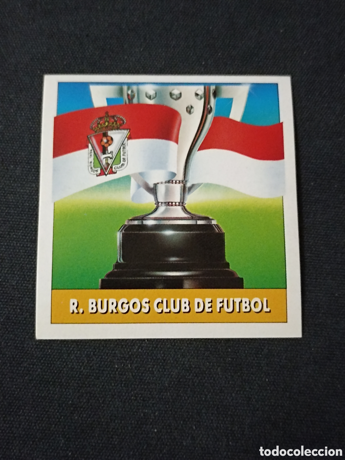Cromos de f&uacute;tbol: Escudo y Bandera ( Real Burgos Club De F&uacute;tbol ). Liga este 92-93. Nunca pegado