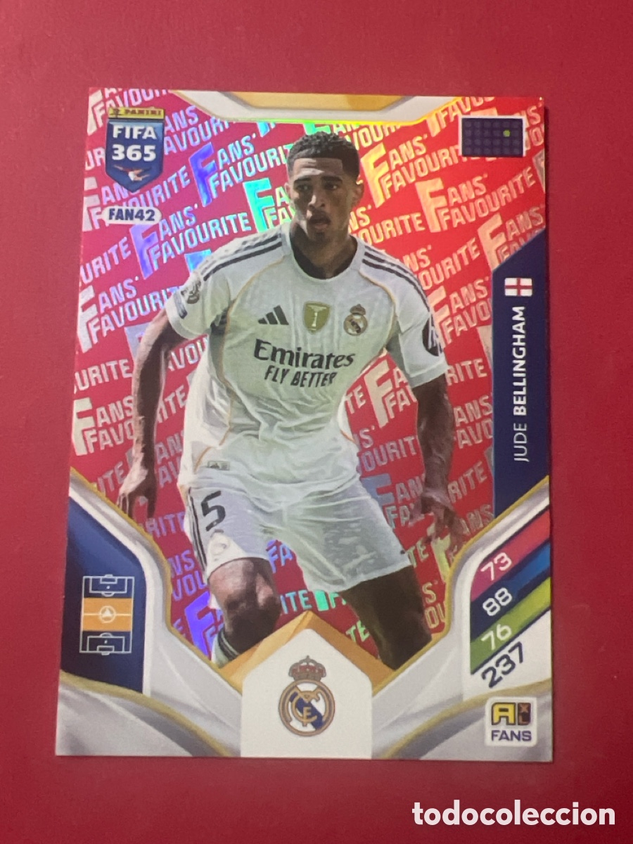 Cromos de f&uacute;tbol: ADRENALYN FIFA 365 2025 2026 25 26 PANINI JUDE BELLINGHAM FAN42 RED ROJO REAL MADRID FANS FAVOURITE