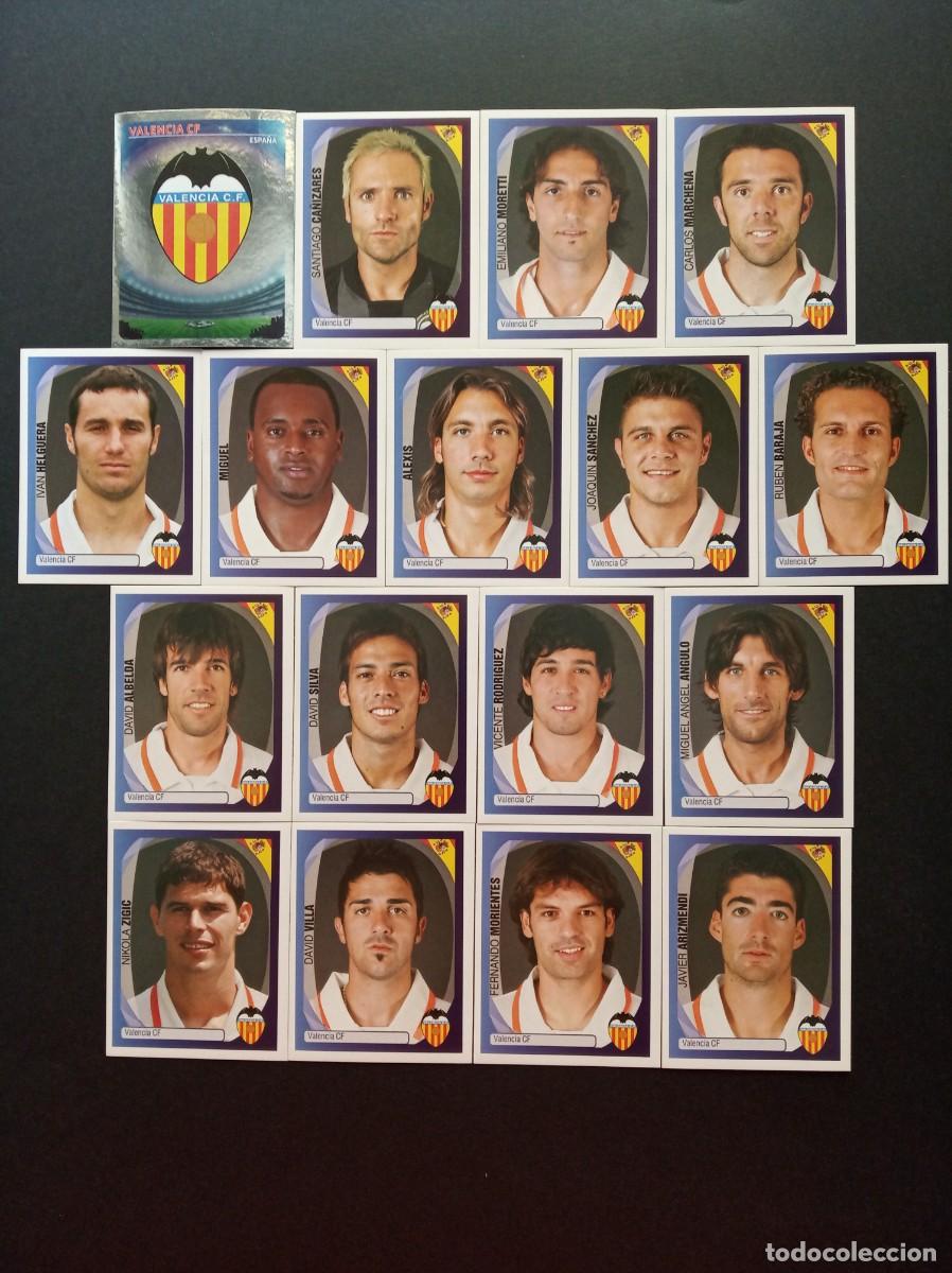 Cromos de f&uacute;tbol: LOTE COMPLETO 17 CROMOS VALENCIA VILLA JOAQUIN SILVA ⚽ PANINI&reg; UEFA CHAMPIONS 2007 2008 07 08 NUEVOS